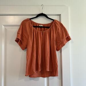 Madewell Women's Terrycloth 100% Cotton Short Sleeve Top‎ Orange Size Large